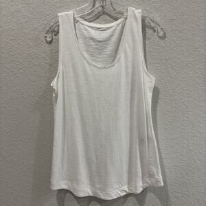 Chico’s White Tank Top Sleeveless Cotton Modal Stretch Basic Size 1 (M)
